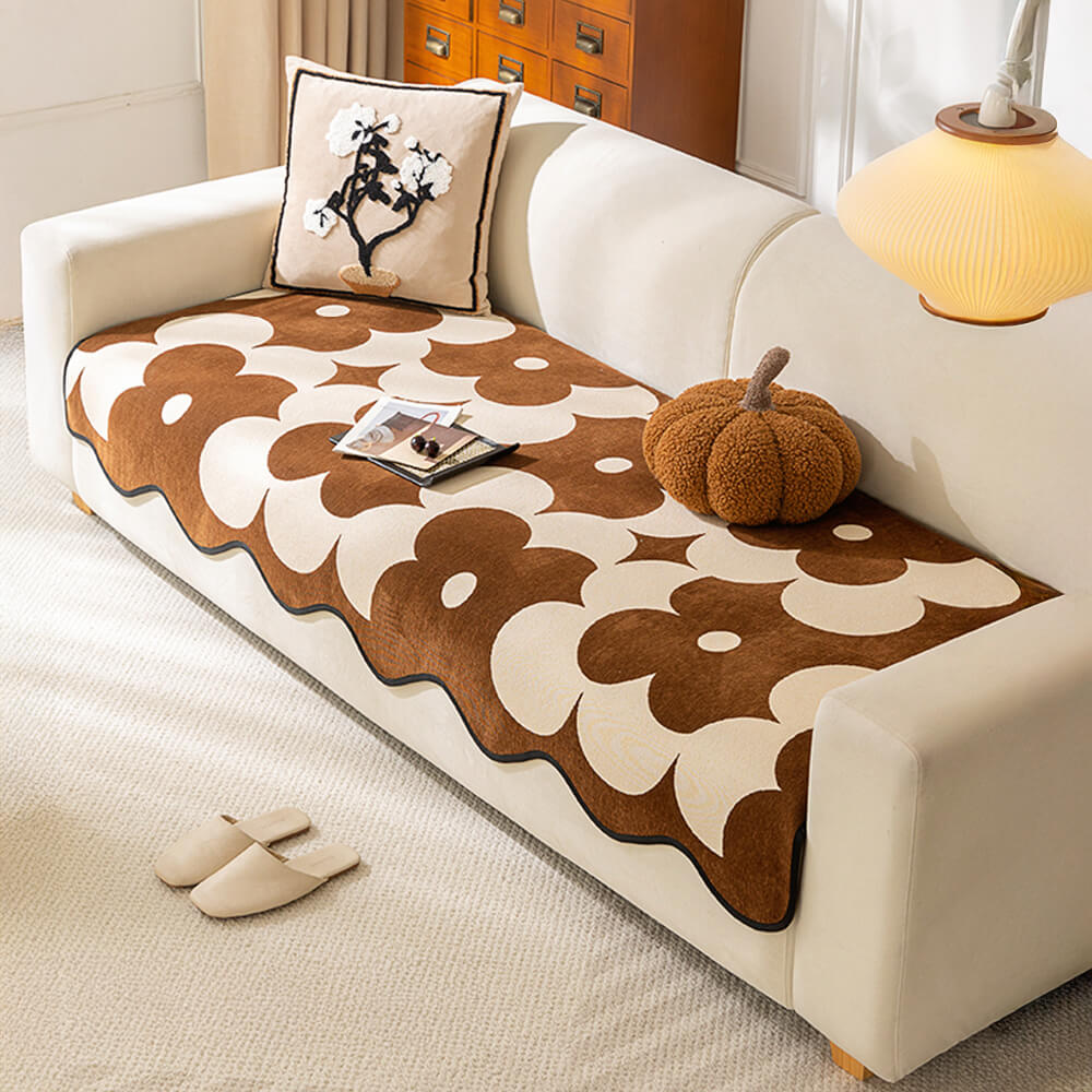 Elegante Chenille Bankhoes met Bloemenpatroon