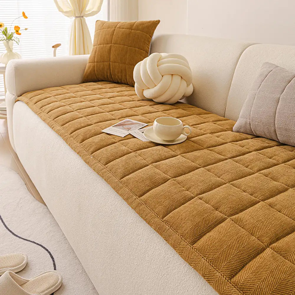 Chenille Bankhoes met Visgraatpatroon