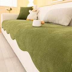 Chenille Antislip Bankhoes met Visgraatmotief