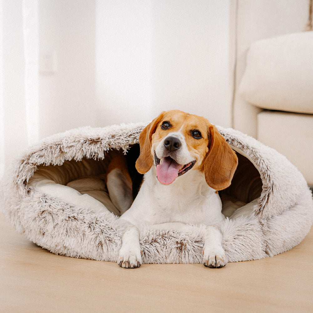 Kalmerend Halfgesloten Pluche Hondenbed – Pita Bed