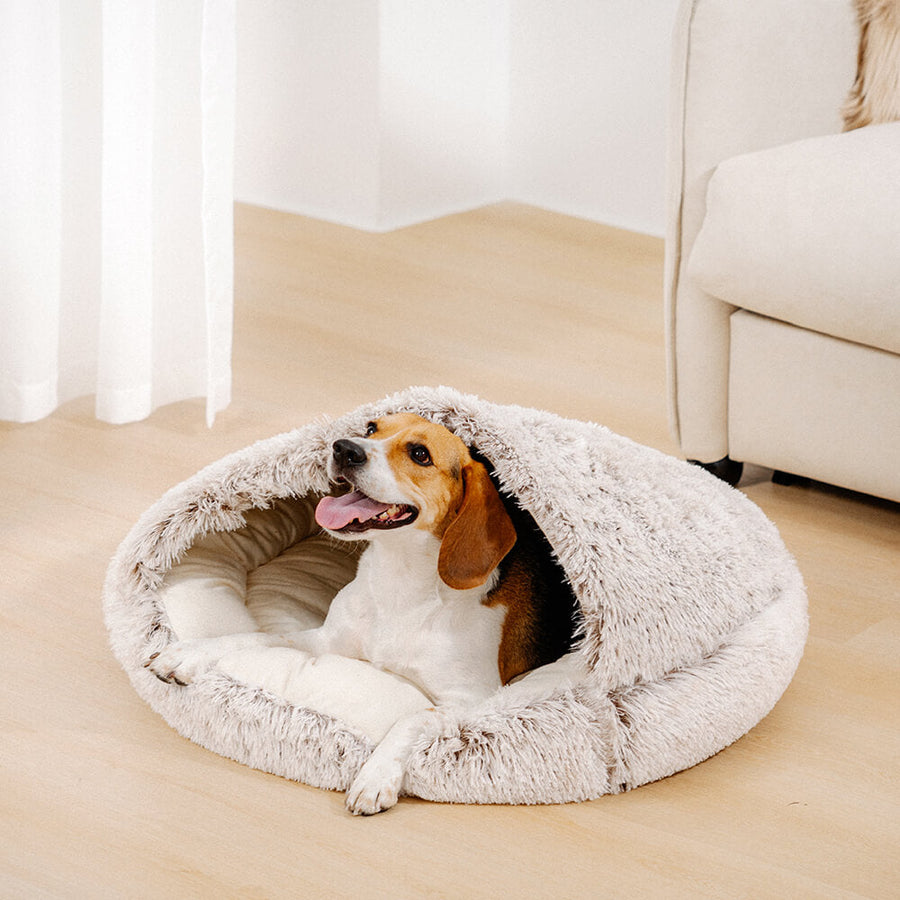 Kalmerend Halfgesloten Pluche Hondenbed – Pita Bed