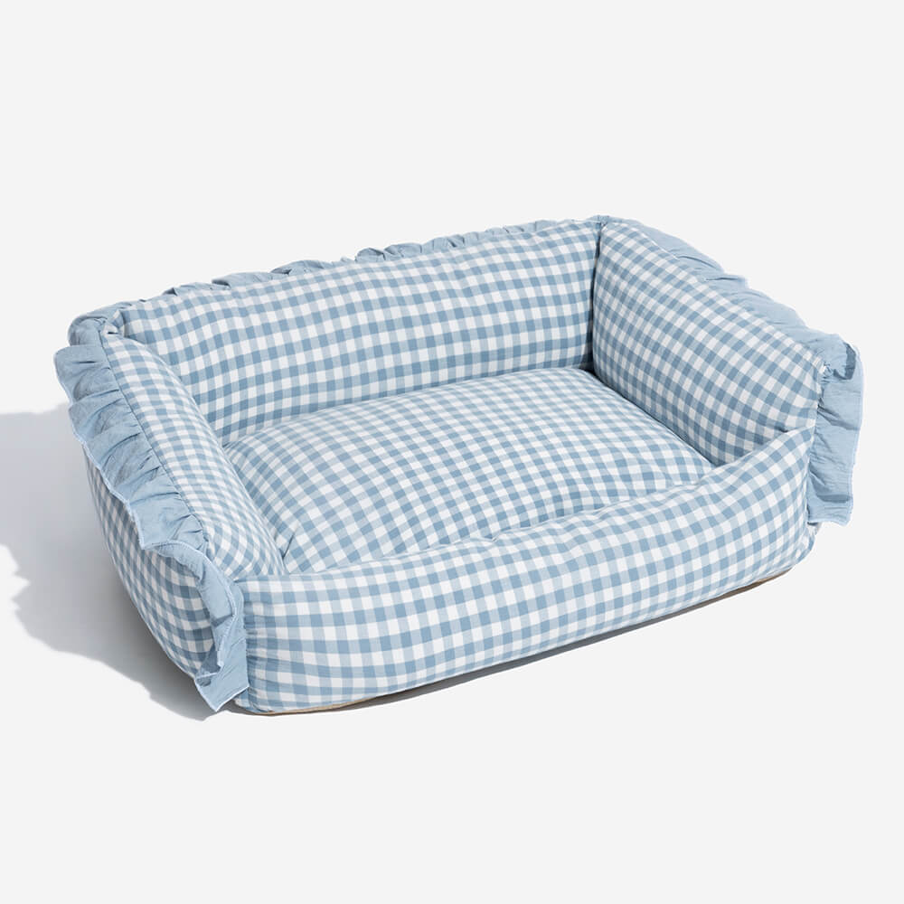 Geruite Warme Honden- & Kattenmand met Ruches