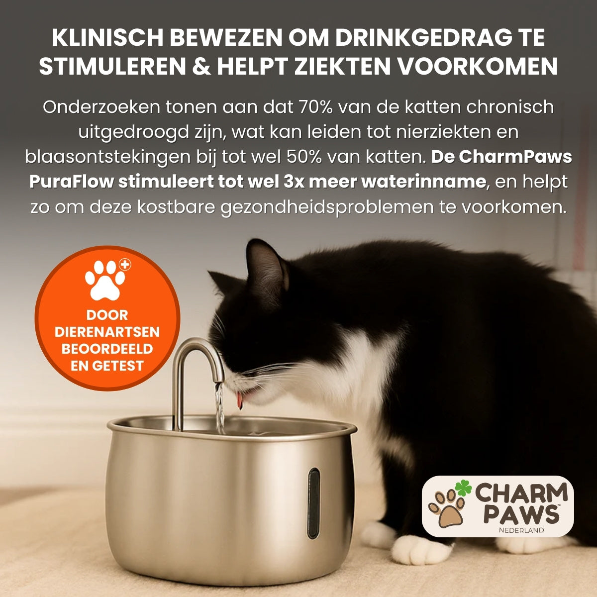 PuraFlow Pro - Premium RVS Drinkfontein voor Katten