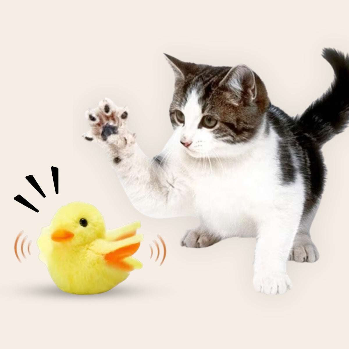Realistische Simulatie Vogel voor Katten - Eend (Flappert + Kwaakt)