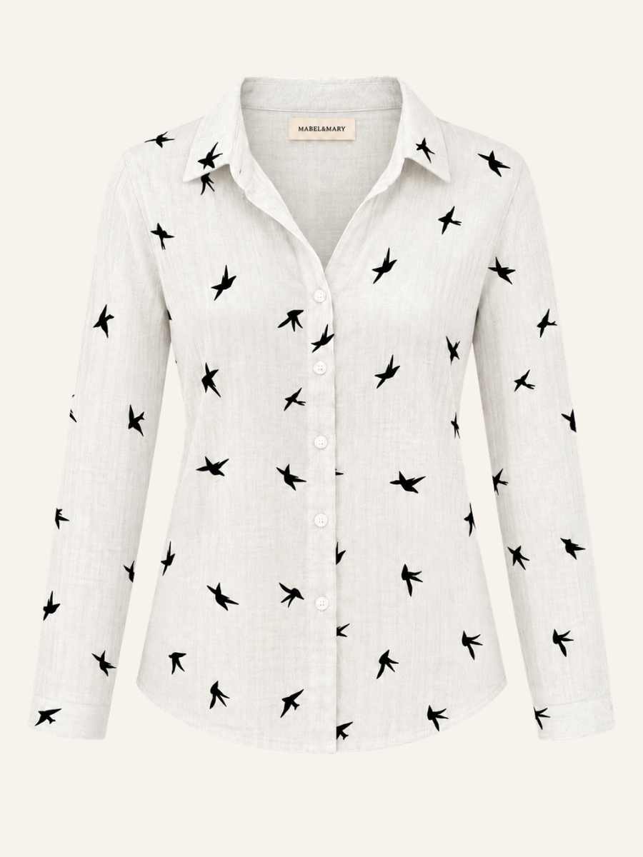 Bird Print Blouse