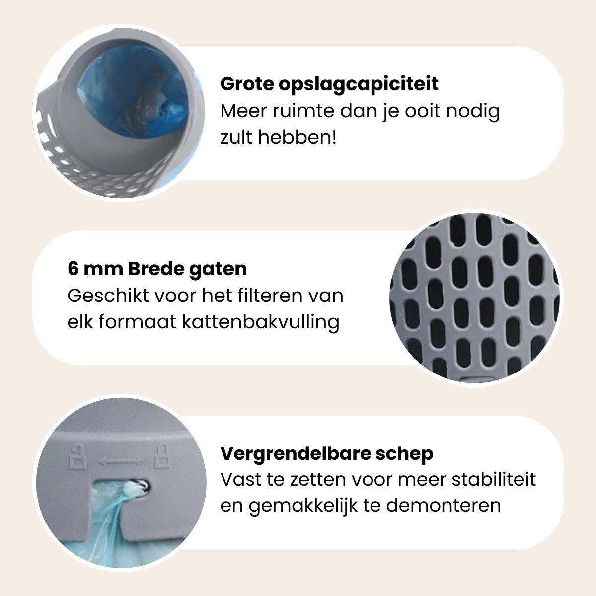 2-in-1 Kattenbakschep met Container