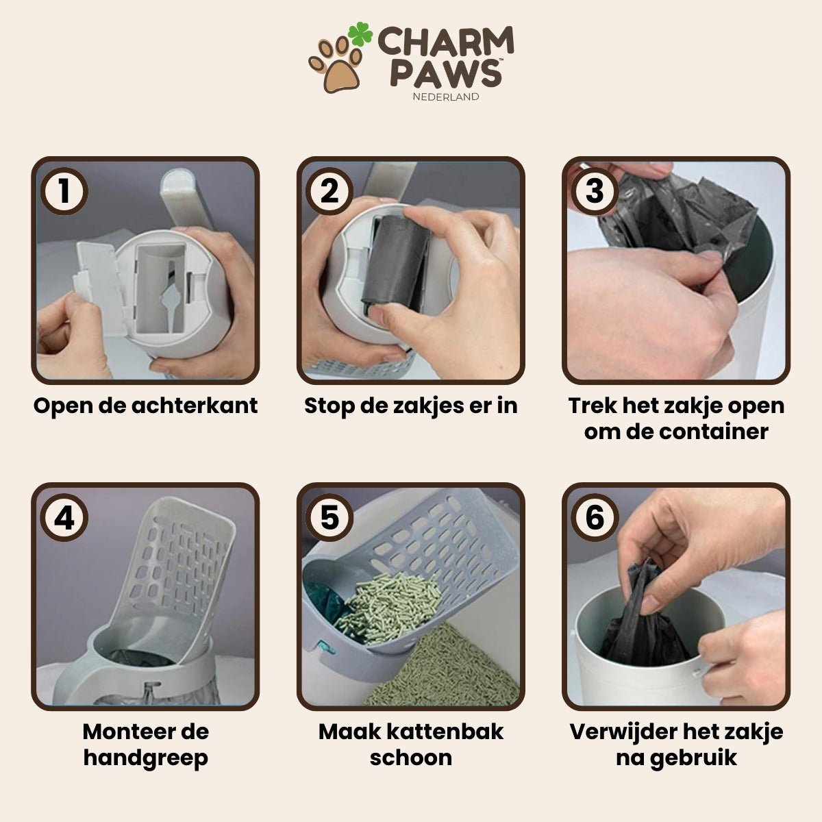 2-in-1 Kattenbakschep met Container