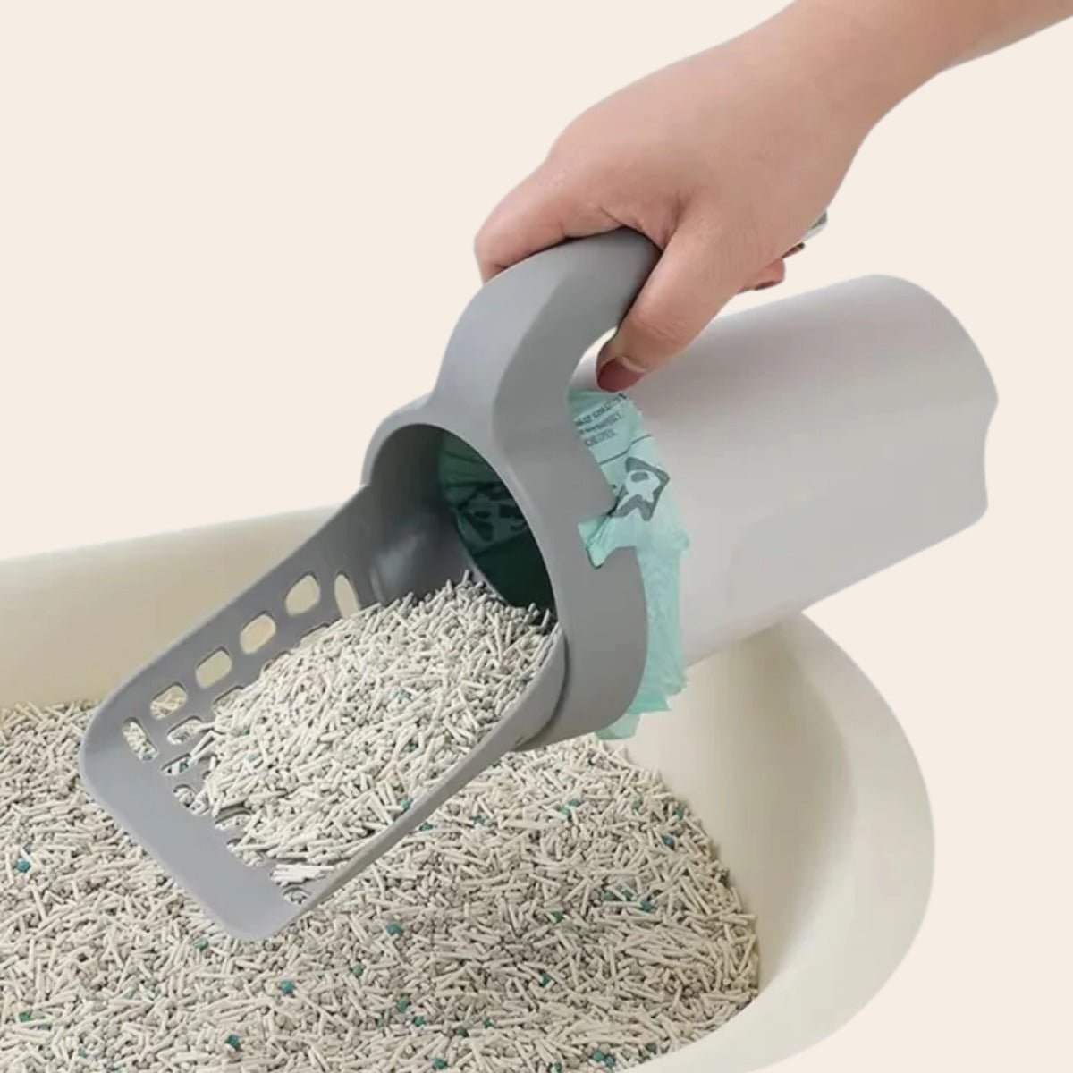 2-in-1 Kattenbakschep met Container