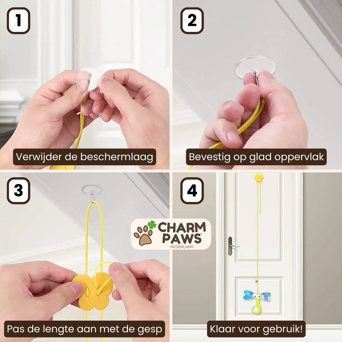 Elastisch Hangend Kattenspeeltje - Voor op Deuren of Ramen