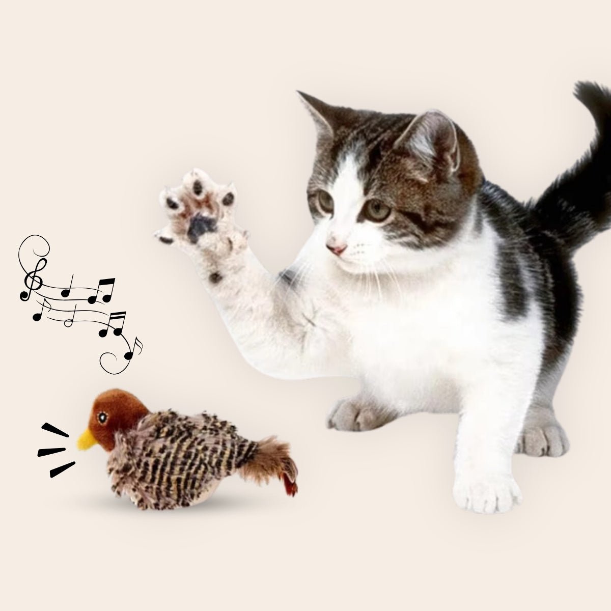 Realistische Simulatie Vogel voor Katten - Kleine Mus (Tjilpt)