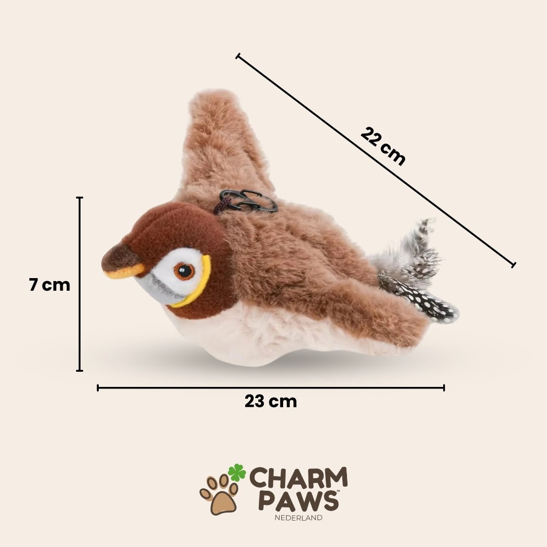 Realistische Simulatie Vogel voor Katten - Grote Mus (Flappert + Tjilpt)