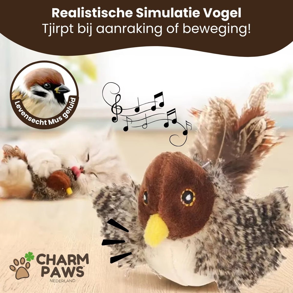 Realistische Simulatie Vogel voor Katten - Kleine Mus (Tjilpt)