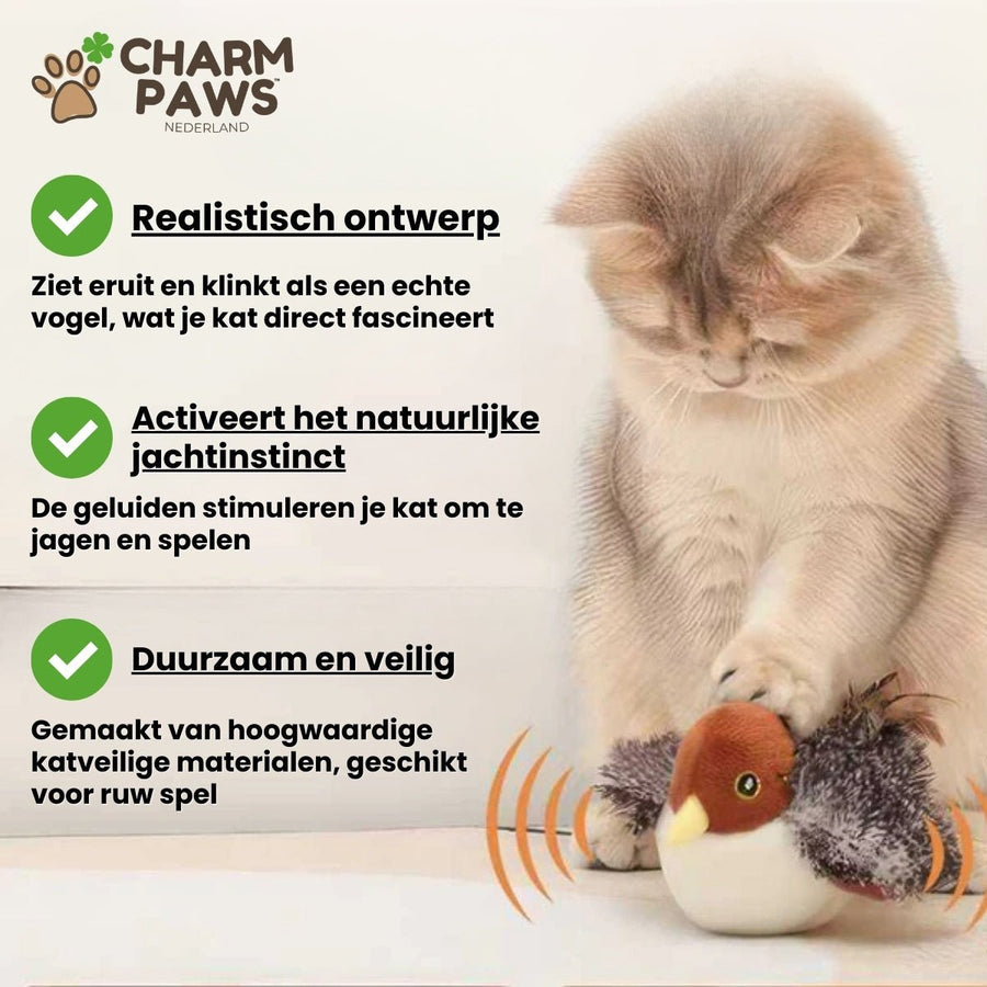 Realistische Simulatie Vogel voor Katten - Kleine Mus (Flappert + Tjilpt)