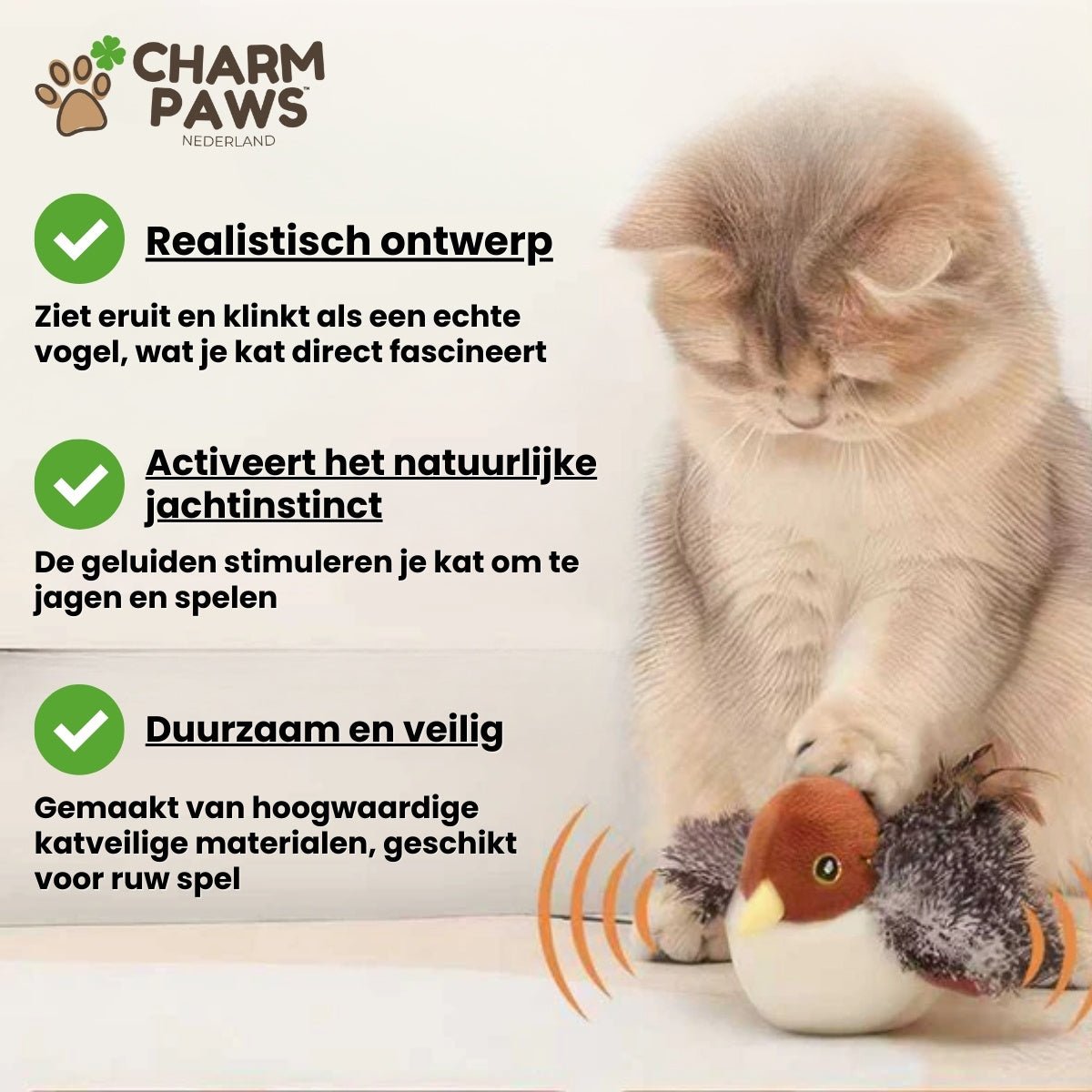 Realistische Simulatie Vogel voor Katten - Kleine Mus (Tjilpt)