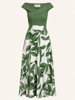 Botanical Print Off-Shoulder Jurk