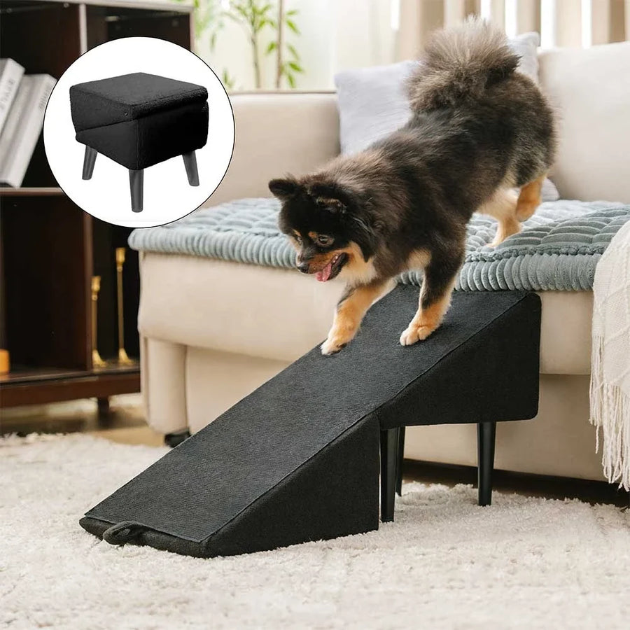 2-in-1 Houten Hondentrap & Loopplank voor Bed