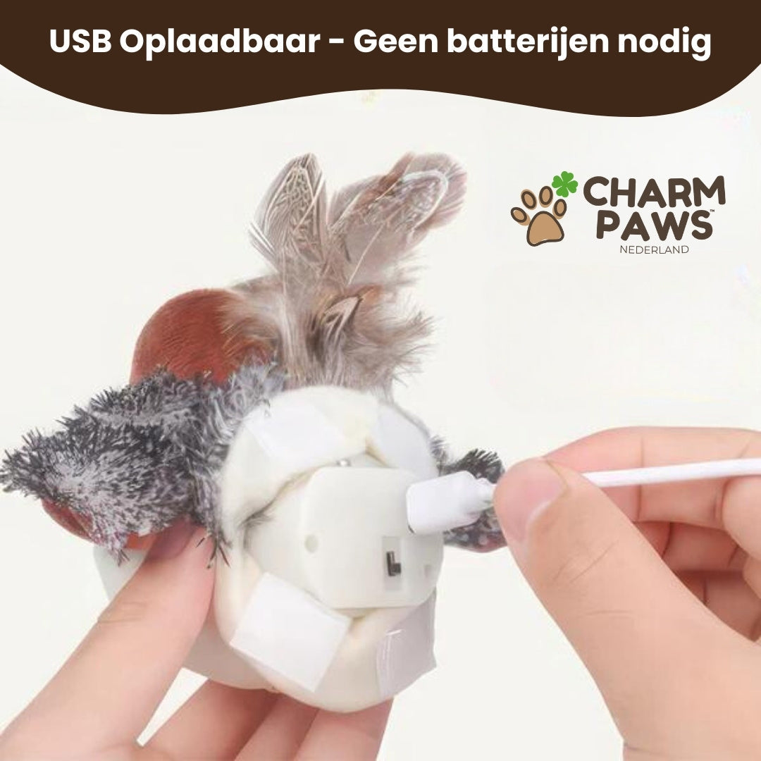 Realistische Simulatie Vogel voor Katten - Kleine Mus (Flappert + Tjilpt)
